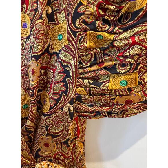 Vintage Richard Warren baroque silk dress 12 faux wrap dress - Picture 6 of 9